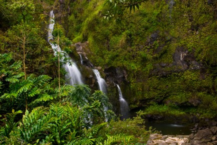 Waikani Falls, Hana Highway, Maui, Hawaii