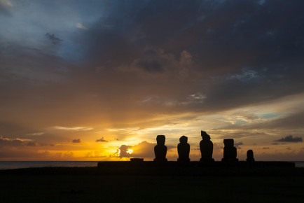 Ahu Tahai in sunset, Easter Island