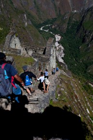 Steep stone steps near the top of Huayna Picchu, Machu Picchu