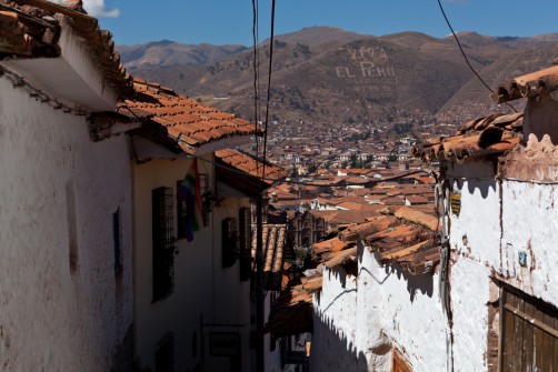 Overlook Cusco and Plaza de Armas from the street near Colcampat
