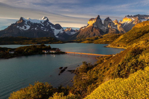 Sunset over Logo Pehoé, Torres del Paine National Park