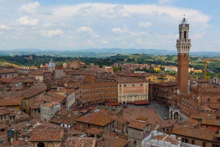 Piazza del Campo viewed from the unfinished façade, Siena