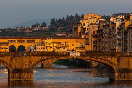 Ponte Vecchio and Ponte Santa Trinita in sunset, Florence