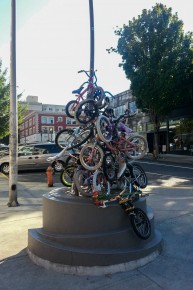 A bike sculpture, Burnside and 13th Av. intersection, Portland,