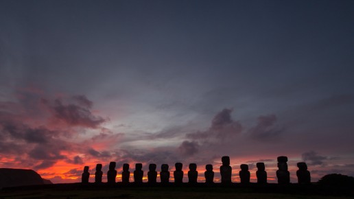 Ahu Tongariki in sunrise, Easter Island