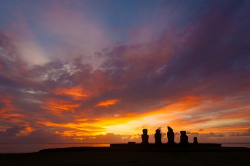 Ahu Tahai in sunset, Easter Island