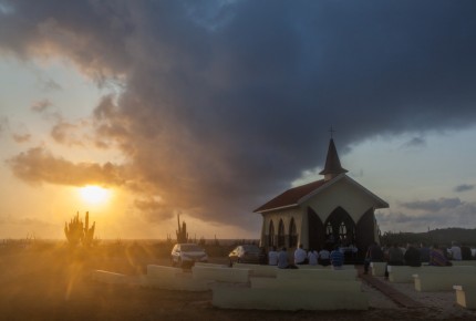 Sunrise behind Alto Vista Chapel, Aruba