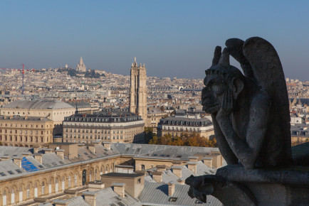 Le Stryge with Saint-Jacques Tower and Sacré-Cœur in the backg