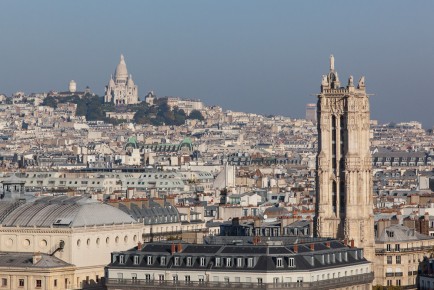 Overlook Sacré-Cœur with Saint-Jacques Tower in the foreground